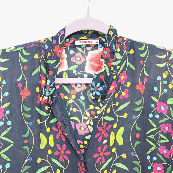 Johnny Was Emby 100% Silk Silk Floral Top - Picture 2 of 15